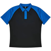 Aussie Pacific Manly Kids Polo Shirt 3318  Aussie Pacific BLACK/ELECTRIC ROYAL 4 