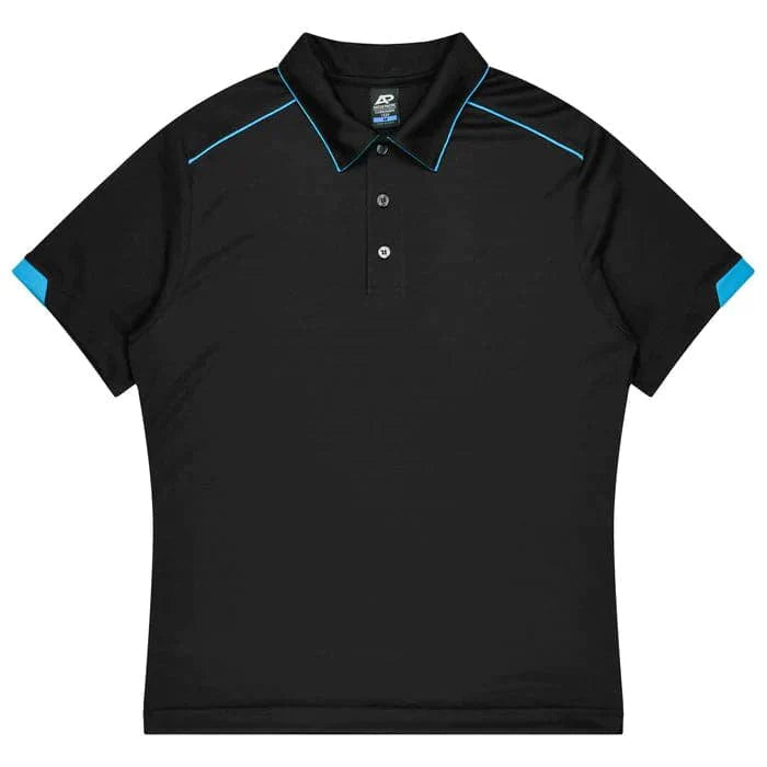 Aussie Pacific Currumbin Kids Polo Shirt 3320  Aussie Pacific BLACK/CYAN 4 