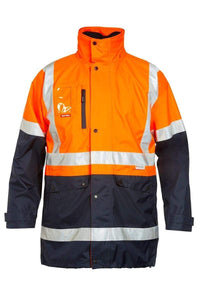 Hard Yakka 4 In 1 Hi Vis Jacket Y06057 Work Wear Hard Yakka Orange/Navy 2XS 