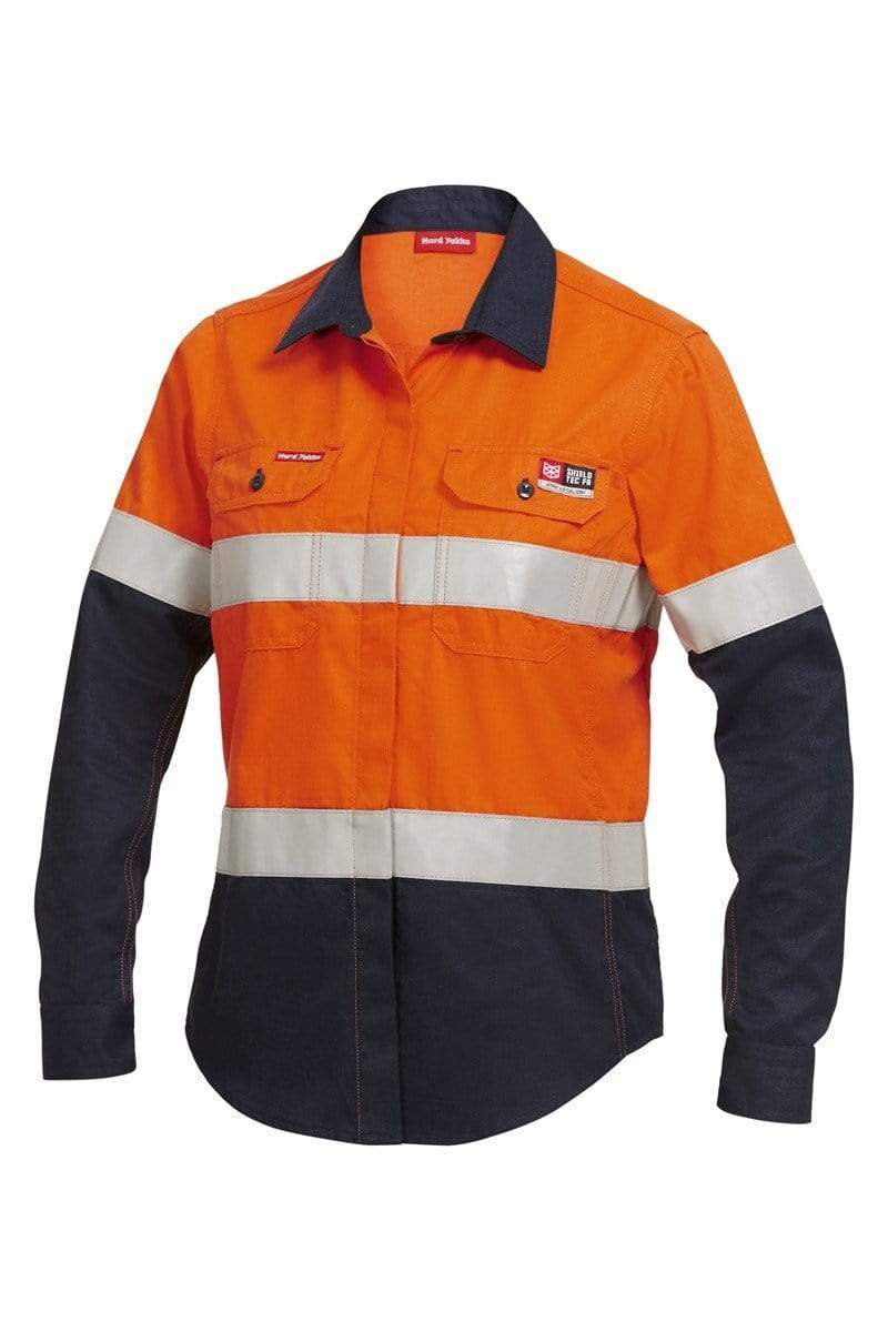 Hard Yakka Work Wear Orange/Navy / 8 Hard Yakka FR long sleeve taped shirt Y04050