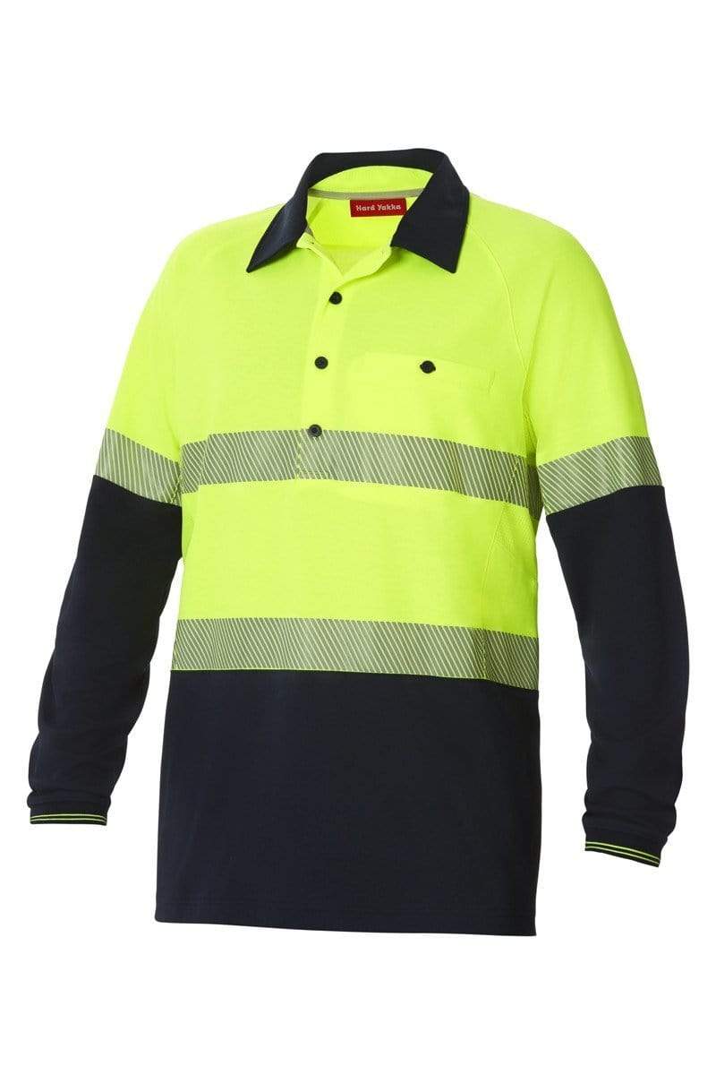 Hard Yakka Work Wear Lemon/Dark Navy / XS Hard Yakka HV2T LS VENT POLO T Y11379