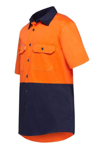 Hard Yakka Short Sleeve Hi Vis Shirt Y04620 Work Wear Hard Yakka Orange/Navy (ONA) S 