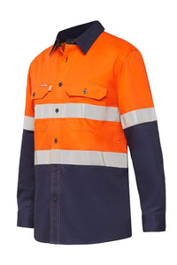 Hard Yakka Work Wear Orange/Navy / S Hard Yakka SHIRT LS HV2T VNTD Y07740