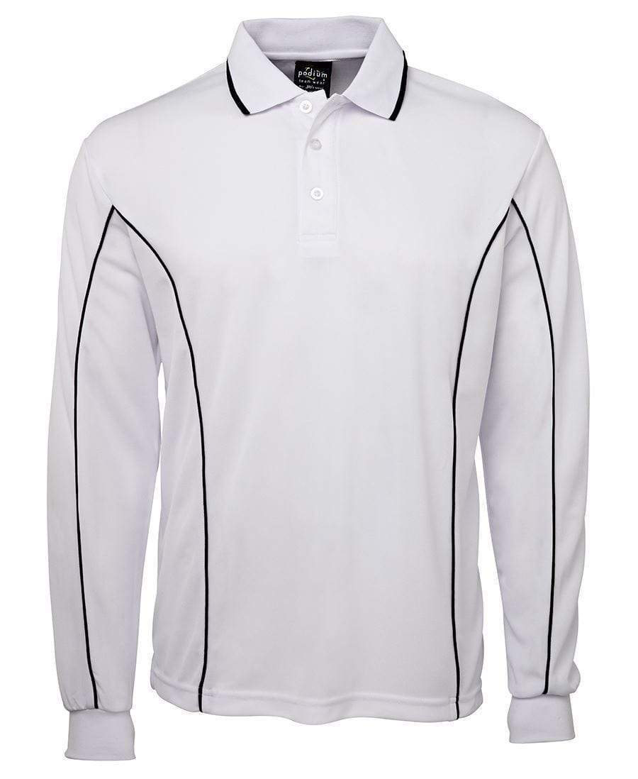 Jb's Wear Casual Wear White/Navy / 12 JB'S Long Sleeve Piping Polo 7PIPL