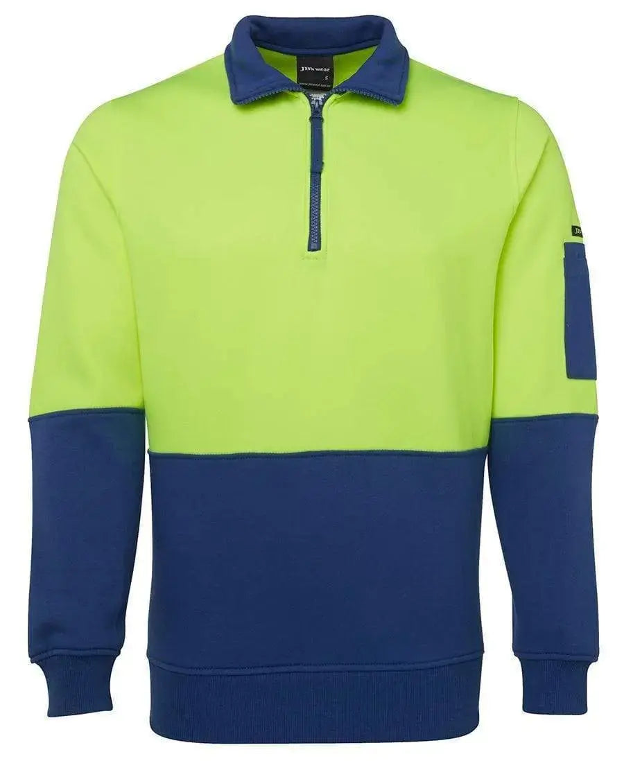 JB'S Hi-Vis 1/2 Zip Fleecy Sweatshirt 6HVFH Metro Workwear.