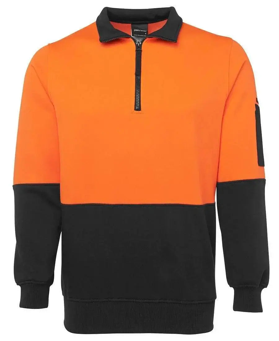 JB'S Hi-Vis 1/2 Zip Fleecy Sweatshirt 6HVFH Metro Workwear.