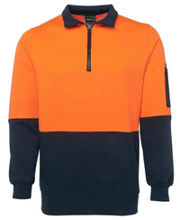JB'S Hi-Vis 1/2 Zip Fleecy Sweatshirt 6HVFH Metro Workwear.