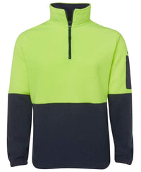 Jb's Wear Work Wear Lime/Navy / S JB'S Hi-Vis 1/2 Zip Polar Fleece Sweat 6HVPF