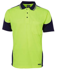 Jb's Wear Work Wear Lime/Navy / S JB'S Hi-Vis Contrast Piping Polo 6HCP4