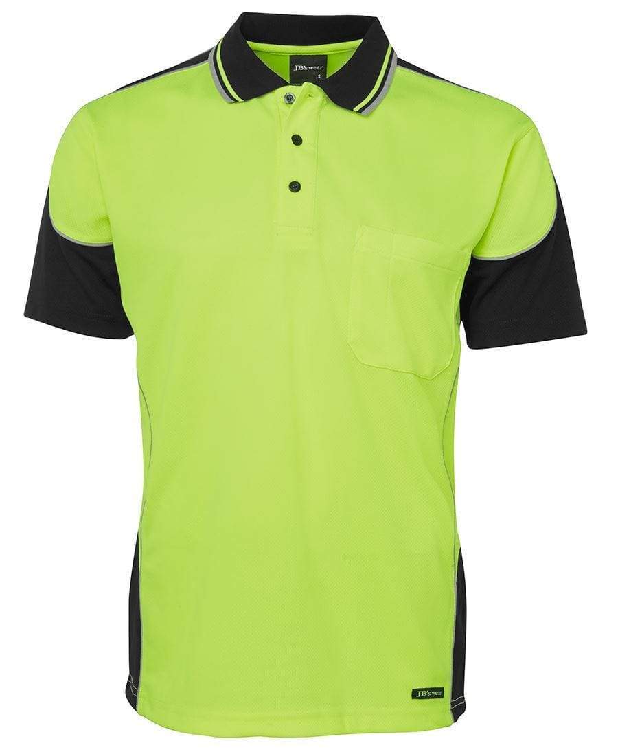 Jb's Wear Work Wear Lime/Black / S JB'S Hi-Vis Contrast Piping Polo 6HCP4