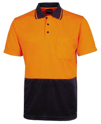 Jb's Wear Work Wear Orange/Navy / XS JB'S Hi-Vis Jacquard Non Cuff Polo 6HJNC