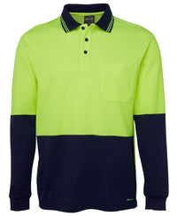 Jb's Wear Work Wear JB'S Hi-Vis Long Sleeve Cotton Back Polo 6HPL