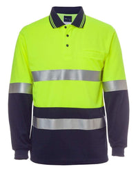 Jb's Wear Work Wear Lime/Navy / XS JB'S Hi-Vis Long Sleeve(D+N) Traditional Polo 6HVSL