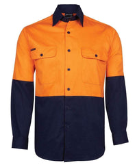 Jb's Wear Work Wear Orange/Navy / M JB'S Hi-Vis Long Sleeve Shirt 6HWSL