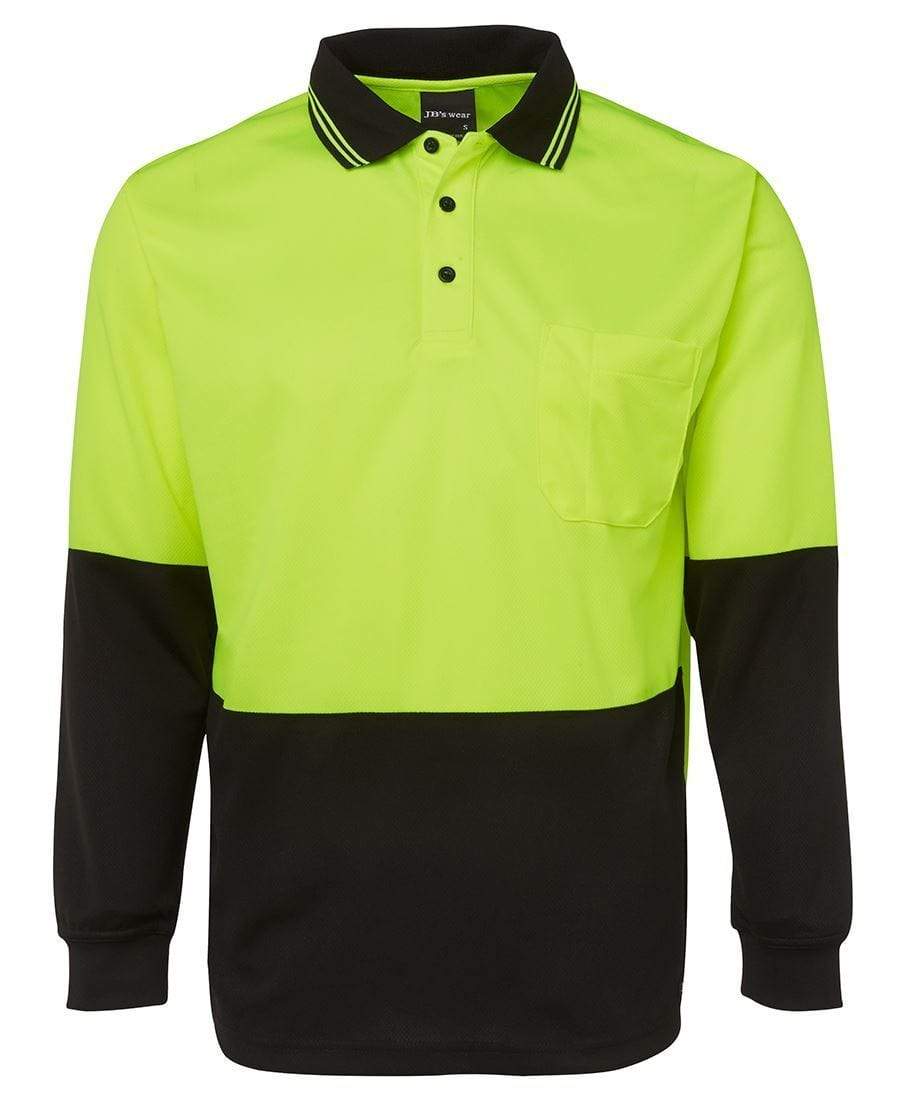 Jb's Wear Work Wear JB'S Hi-Vis Long Sleeve Traditional Polo 6HVPL