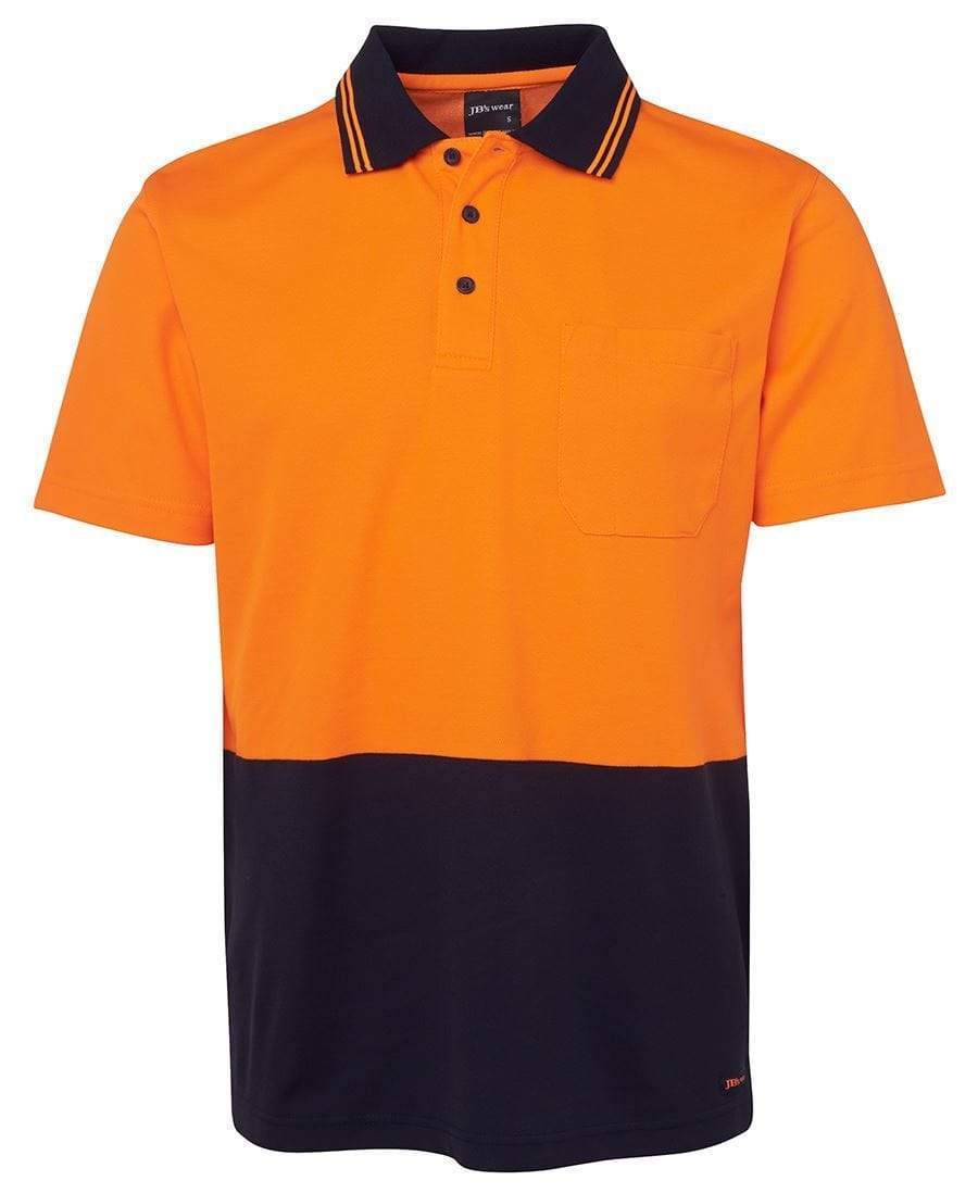 Jb's Wear Work Wear Orange/Navy / XS JB'S Hi-Vis Non-Cuff Short Sleeve Cotton Back Polo 6NCCS