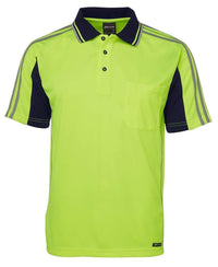 Jb's Wear Work Wear Lime/Navy / XS JB'S Hi-Vis Short Sleeve Arm Tape Polo 6AT4S