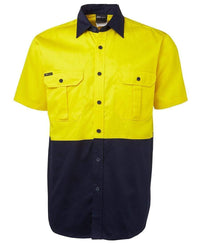 Jb's Wear Work Wear Yellow/Navy / S JB'S Hi-Vis Short Sleeve Shirt 6HWS