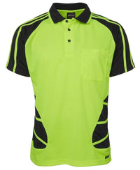 JB'S Hi-Vis Short Sleeve Spider Polo 6HSP Work Wear Jb's Wear Lime/Black XS 