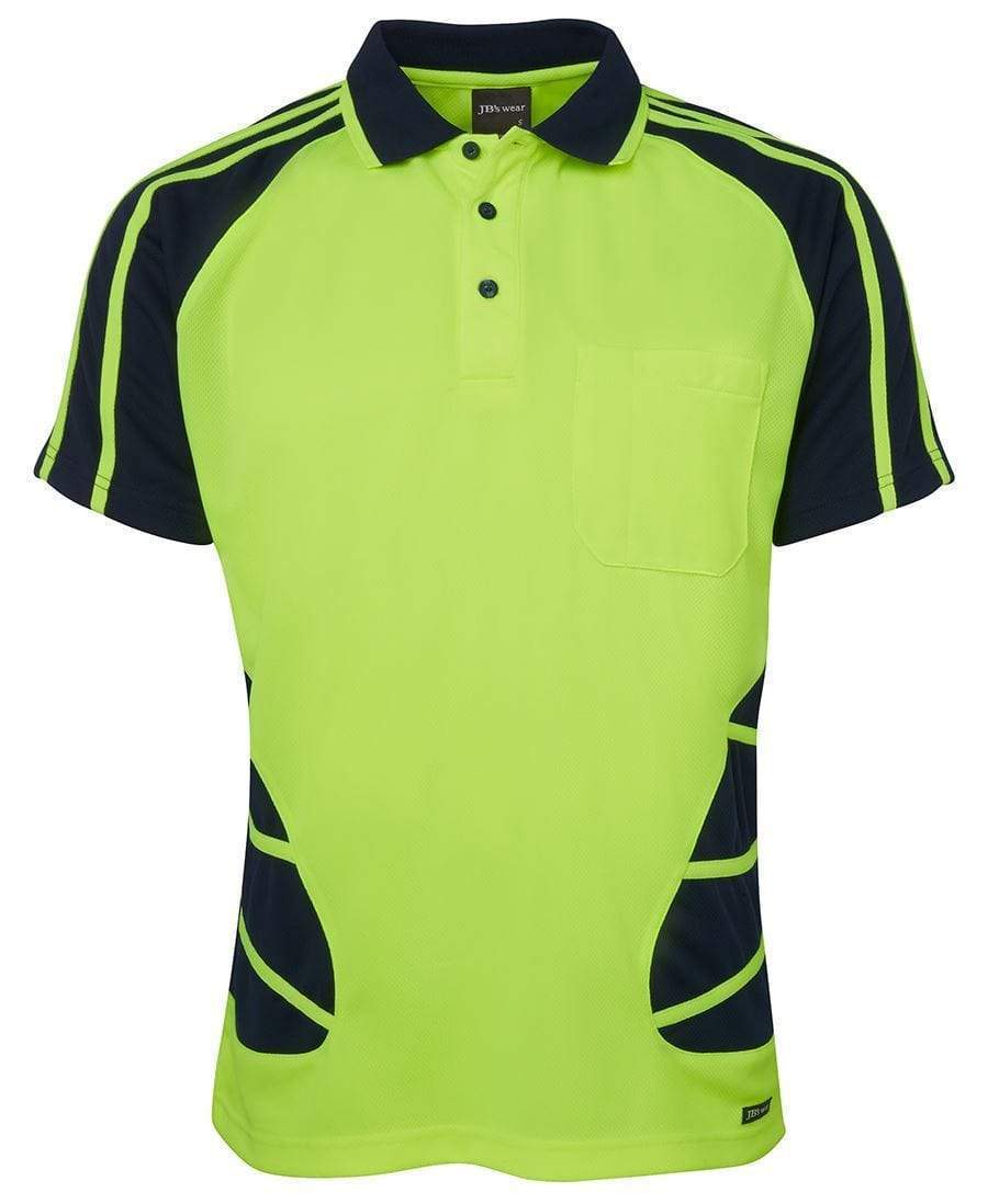 JB'S Hi-Vis Short Sleeve Spider Polo 6HSP Work Wear Jb's Wear Lime/Navy XS 