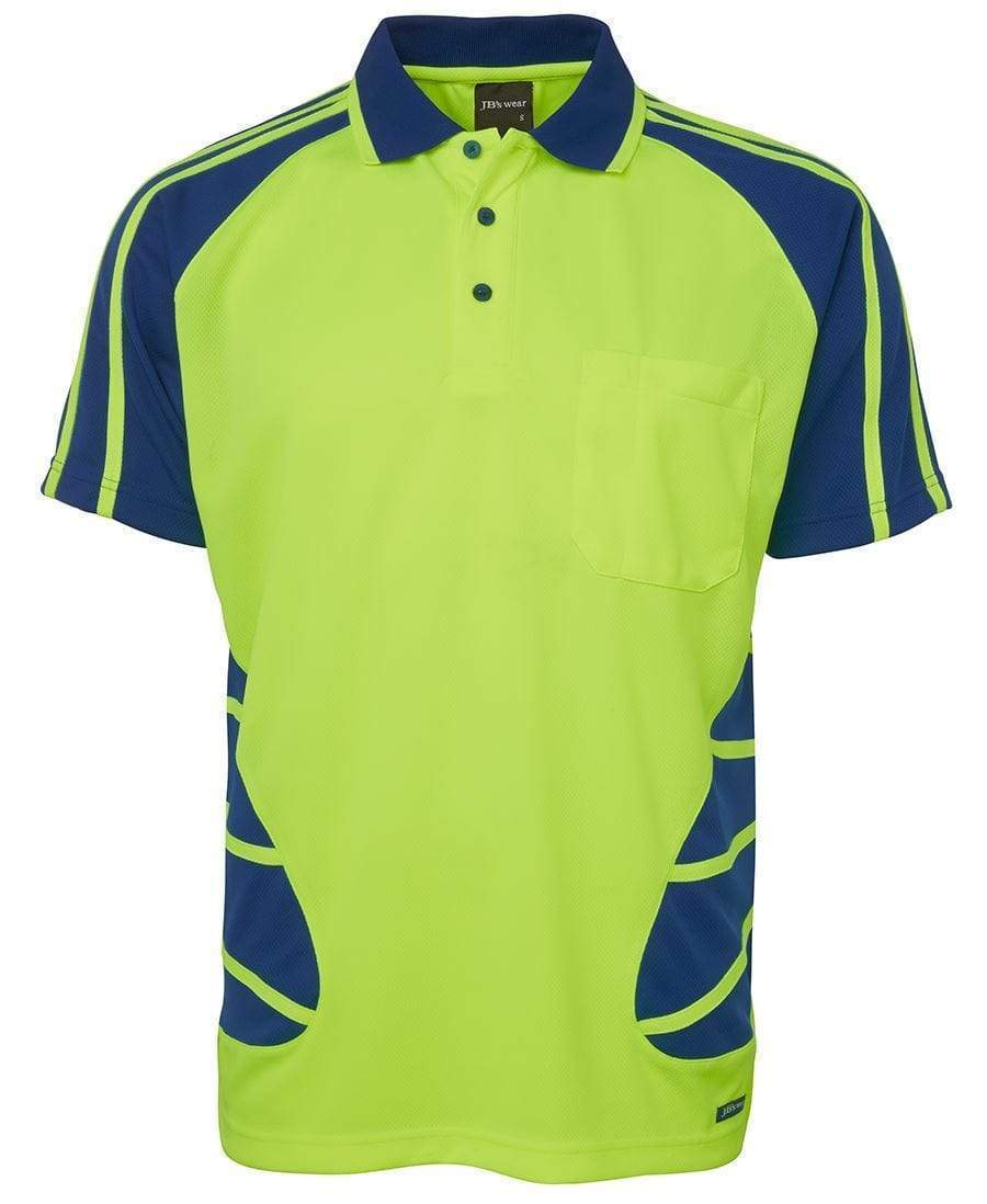 JB'S Hi-Vis Short Sleeve Spider Polo 6HSP Work Wear Jb's Wear Lime/Royal XS 