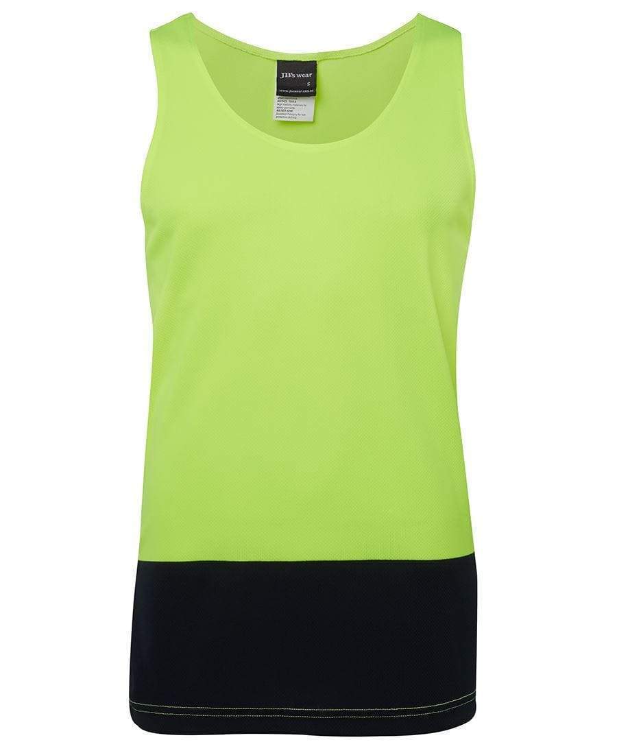 Jb's Wear Work Wear Lime/Navy / XS JB'S Hi-Vis Traditional Singlet 6HTS