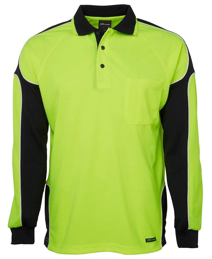 JB'S Hi-Vis Long Sleeve Arm Panel Polo 6AP4L.