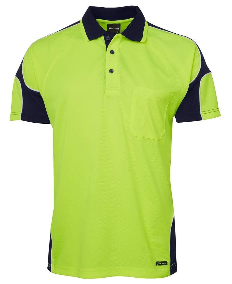 Jb's Wear Work Wear Lime/Navy / 4XL JB'S Hi-Vis Short Sleeve Arm Panel Polo 6AP4S