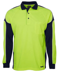 JB'S Hi-Vis Long Sleeve Arm Panel Polo 6AP4L.