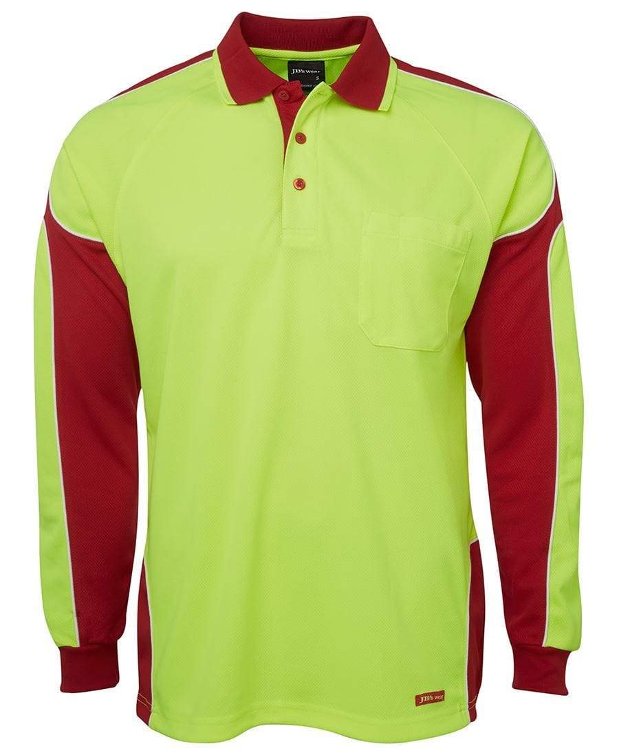 JB'S Hi-Vis Long Sleeve Arm Panel Polo 6AP4L.