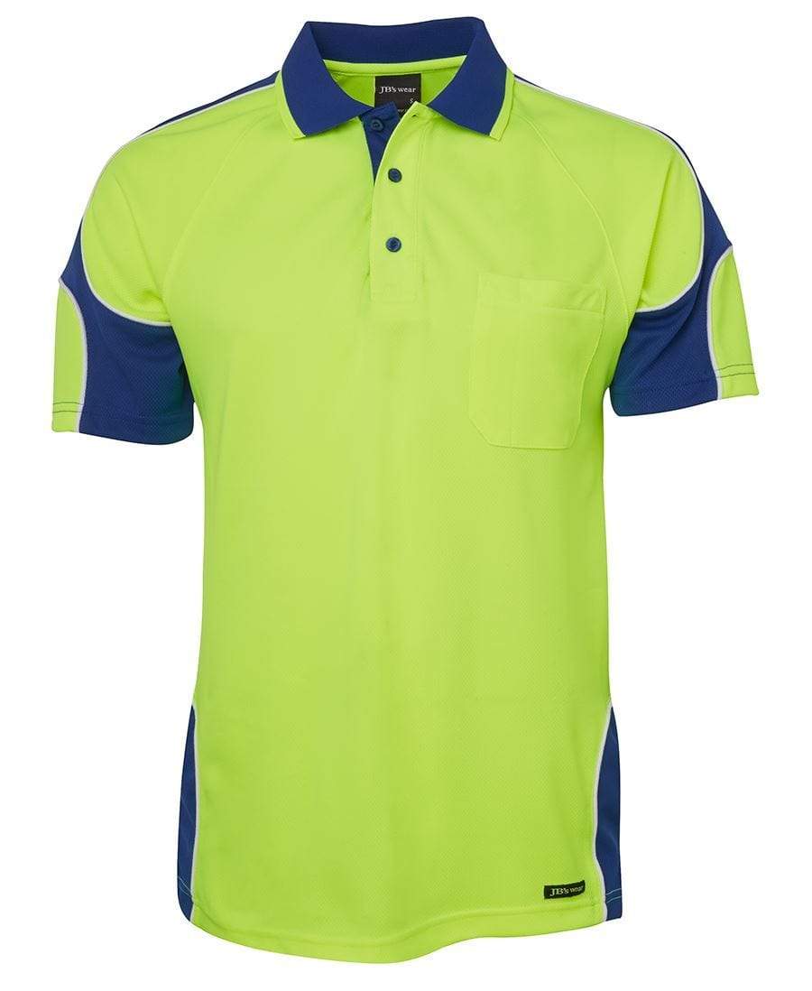 Jb's Wear Work Wear Lime/Royal / XS JB'S Hi-Vis Short Sleeve Arm Panel Polo 6AP4S