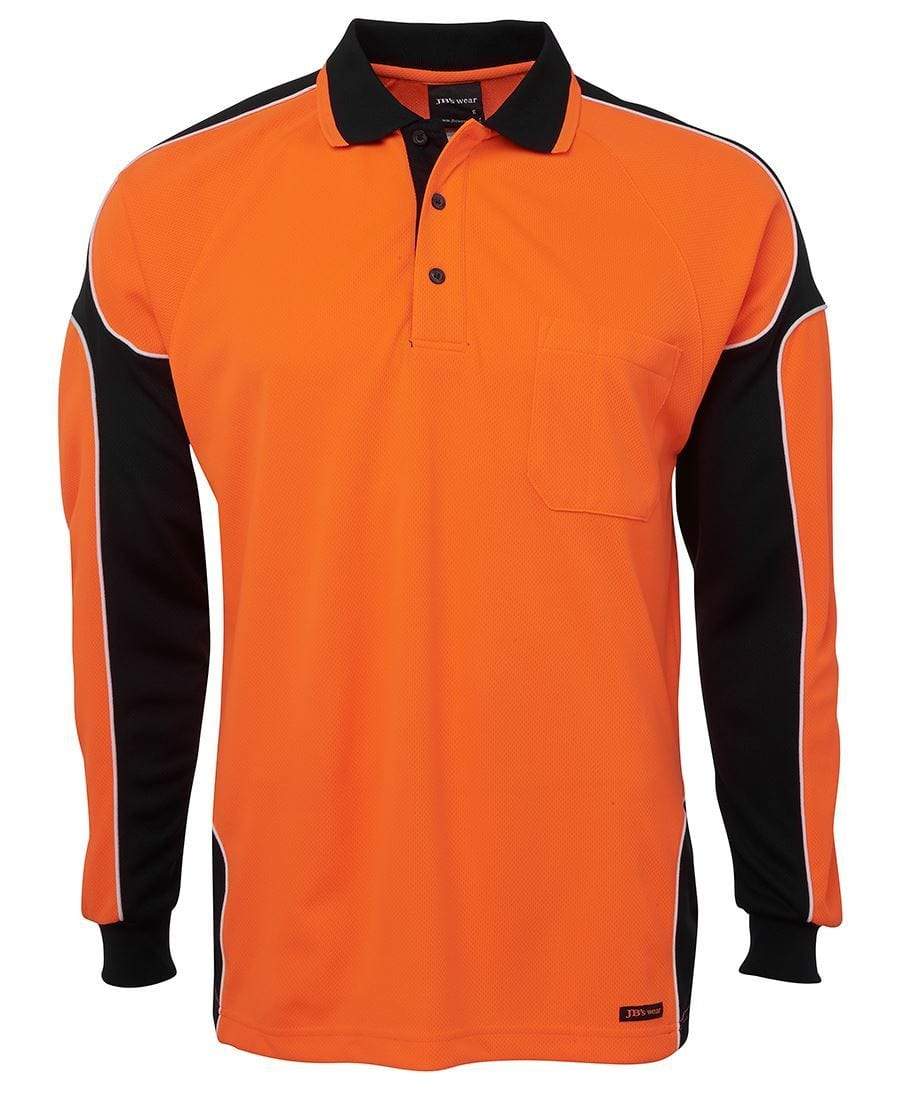 JB'S Hi-Vis Long Sleeve Arm Panel Polo 6AP4L.