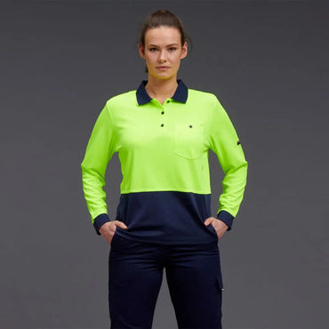 KingGee Women's HyperFreeze Spliced Long Sleeve Work Polo Shirt K44730 KingGee