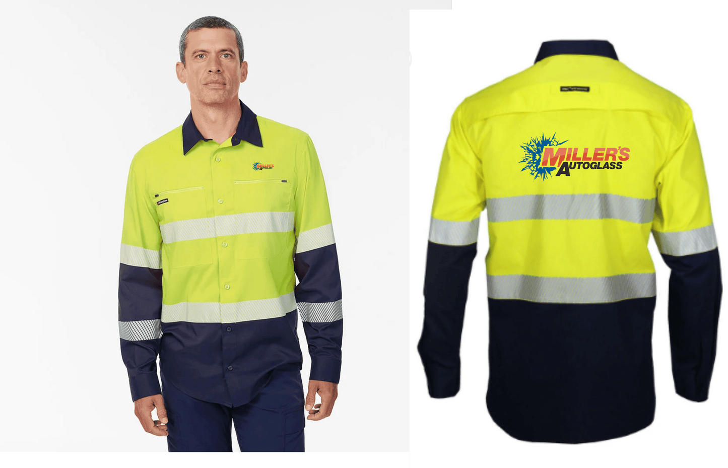 Millers Autoglass KingGee Drycool Hi Vis Taped Shirt K54037