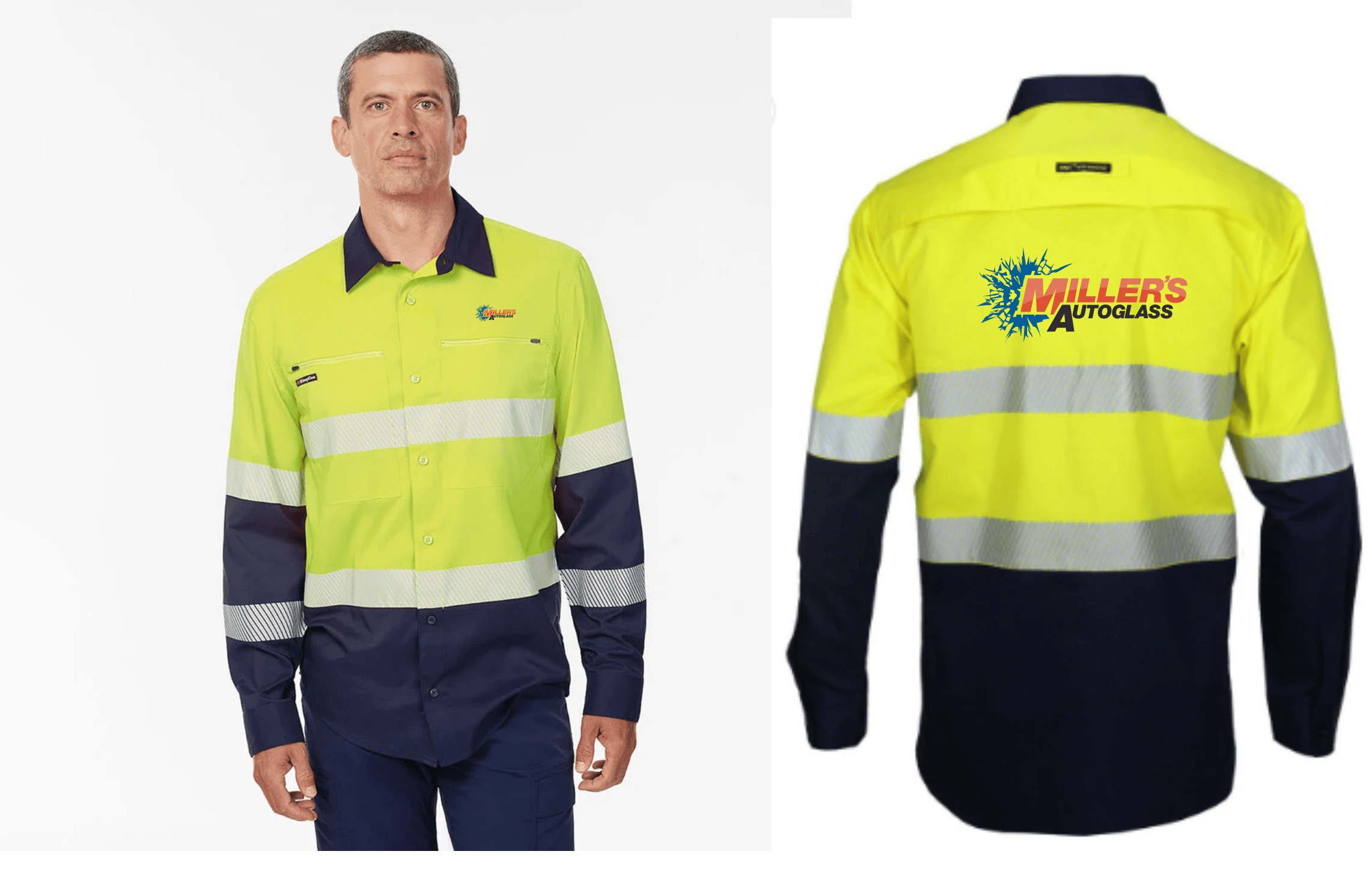 Millers Autoglass KingGee Drycool Hi Vis Taped Shirt K54037