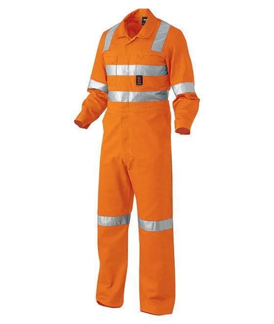 KingGee Work Wear Orange / 82R KingGee Hi-Vis Reflective Combination Drill Overall Cross Pattern  K51015