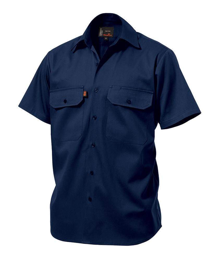 KingGee Work Wear Navy / 2XS KingGee Open Front Drill Shirt S/S K04030