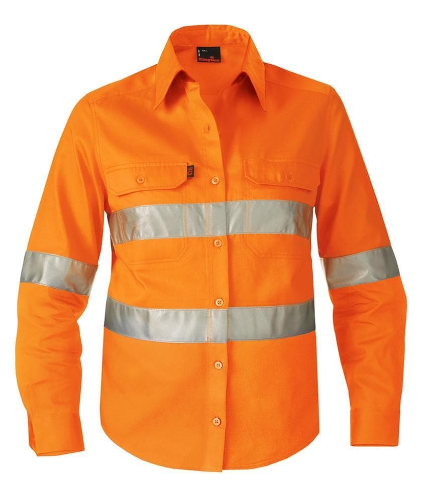 KingGee Work Wear KingGee Women's Reflective Drill Shirt L/S K44531