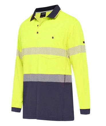 KingGee Work Wear Yellow/Navy / S KingGee Workcool Hyperfreeze Spliced Taped Polo L/S K54225