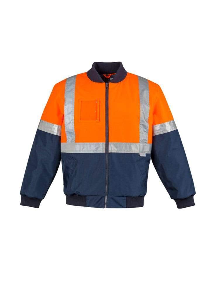 SYZMIK Men’s Hi Vis Quilted Flying Jacket ZJ351 Work Wear Syzmik Orange/Navy S 