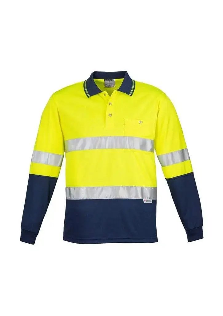 SYZMIK Men’s Hi Vis Spliced Polo - Long Sleeve Hoop Taped ZH235 Metro Workwear.