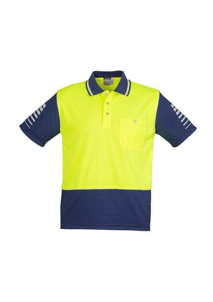 SYZMIK Men’s Hi Vis Zone Polo ZH236 Work Wear Syzmik Yellow/Navy 7XL 