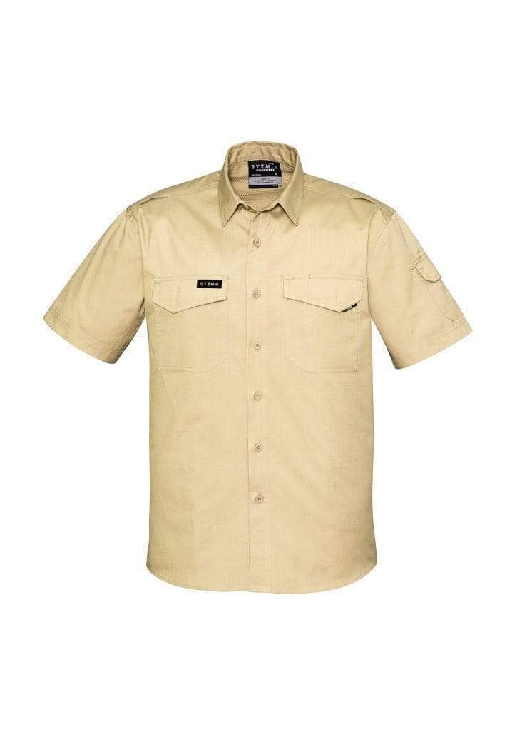 SYZMIK Men’s Rugged Cooling Men’s S/S Shirt ZW405 Work Wear Syzmik Khaki S 