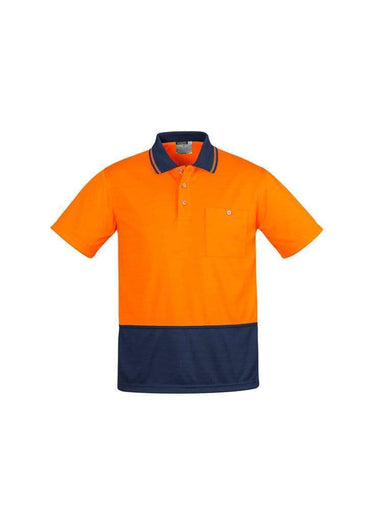 SYZMIK mens comfort back s/s polo zh415 Work Wear Syzmik Navy/Orange XXS 