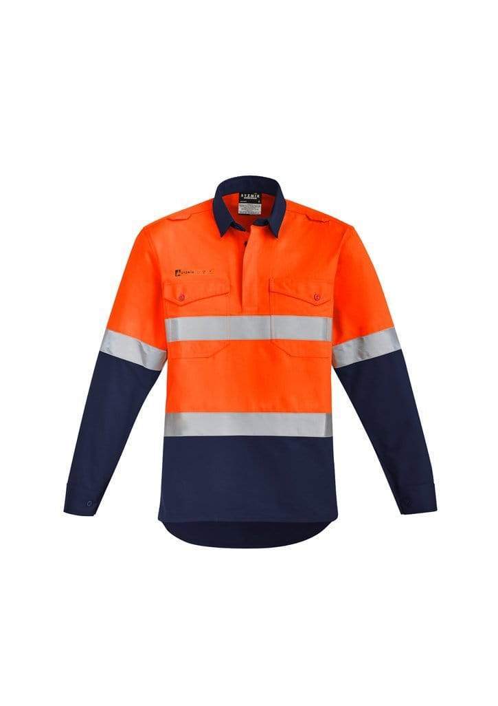 SYZMIK orange flame hrc 2 hoop taped closed front spliced shirt ZW143 Work Wear Syzmik Orange/Navy 7XL 