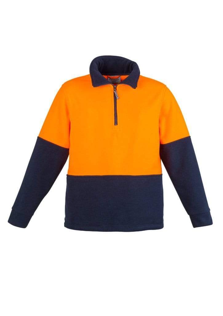 SYZMIK Unisex Hi-Vis Half Zip Fleece Jumper ZT460 Work Wear Syzmik Orange/Navy XXS 