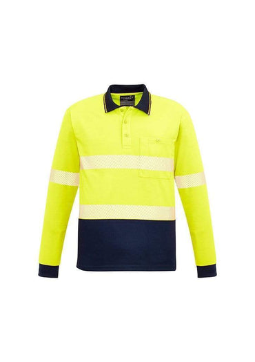 SYZMIK Unisex Hi Vis Segmented L/S Polo - Hoop Taped ZH530 Work Wear Syzmik Yellow/Navy XXS 