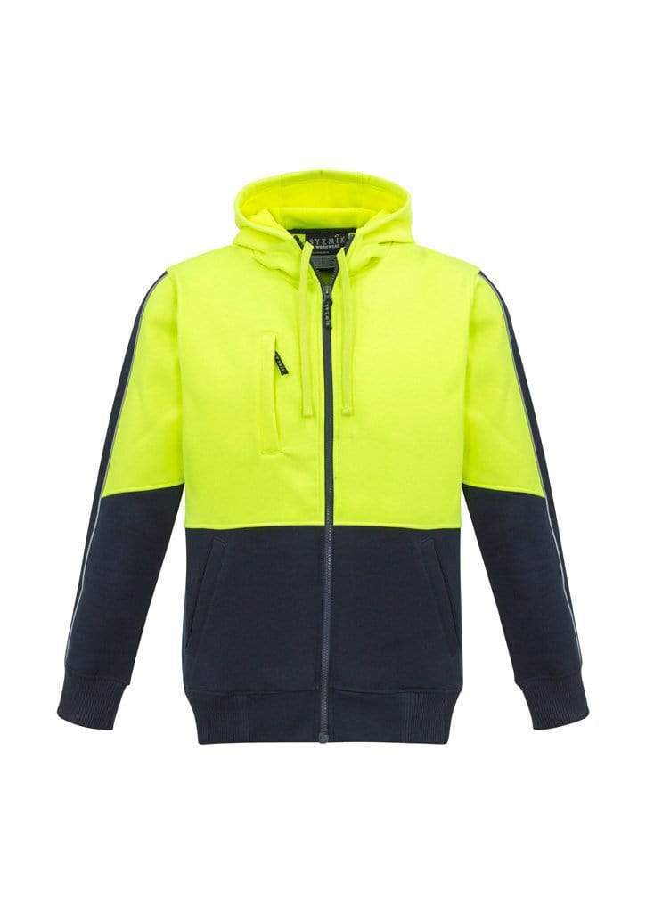 Syzmik Workwear Unisex Hi Vis Full Zip Hoodie ZT485 Work Wear Syzmik XXS Yellow/Navy 