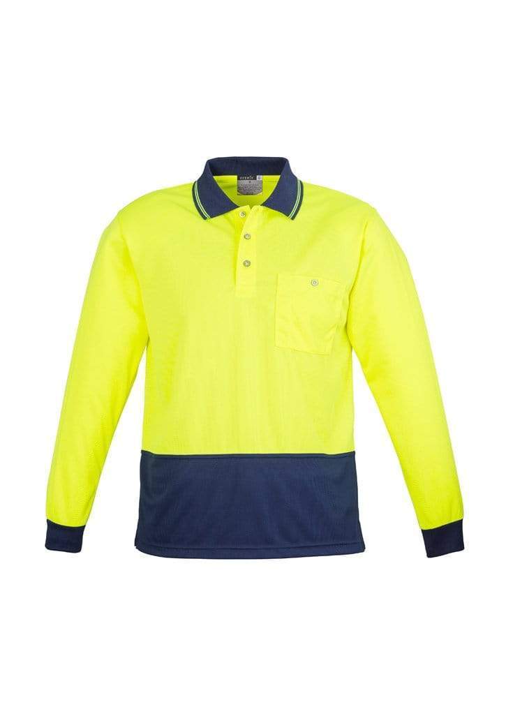 Unisex Hi Vis Basic Spliced Polo - Long Sleeve ZH232 Work Wear Syzmik Yellow/Navy XXS 