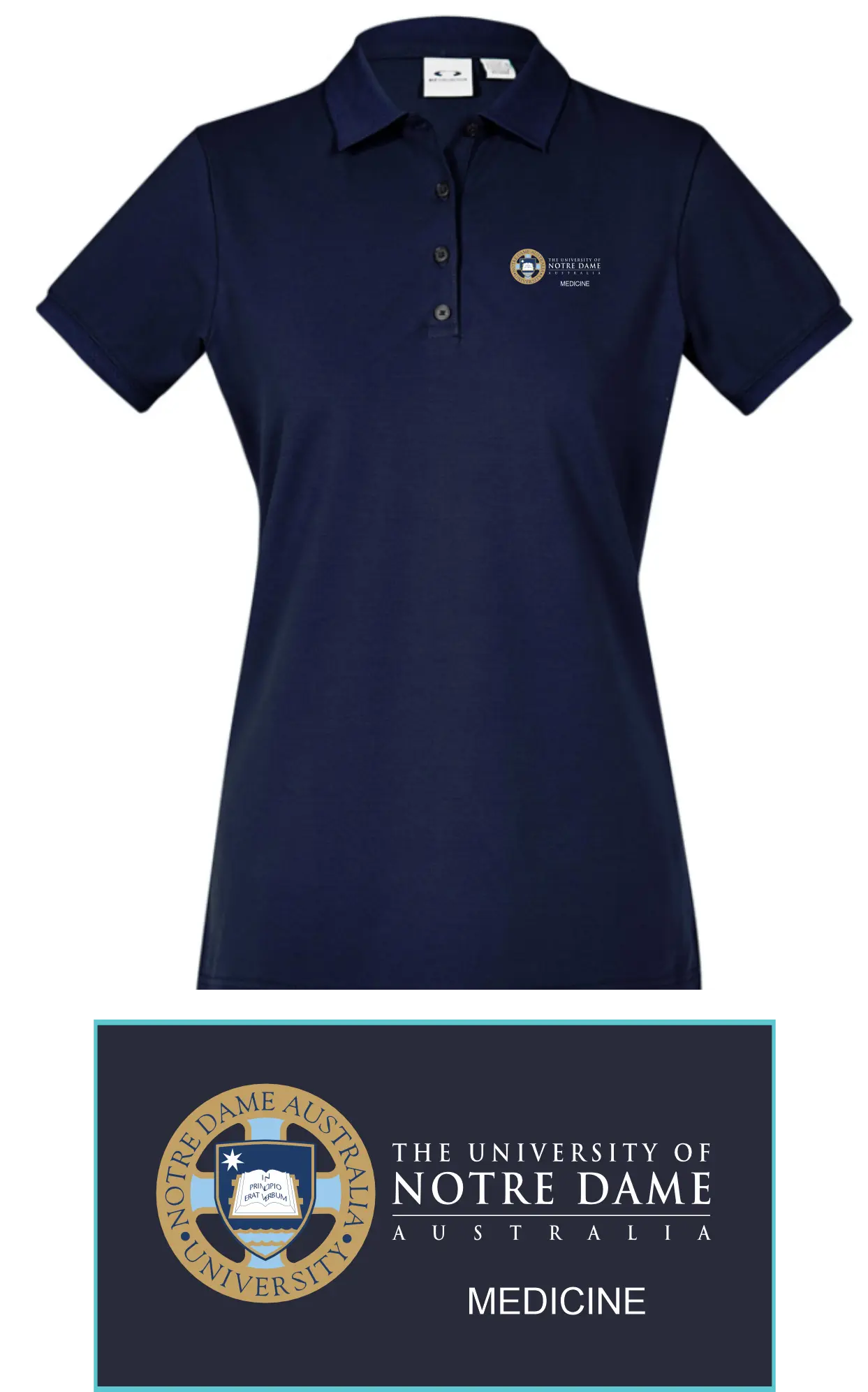 UNDA Women's MEDICINE Navy Polo Shirt MP105LS Flash Uniforms